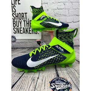 Nike Alpha Menace Elite 2 Flyknit Mens 12.5 Blue Green Football Cleats Seahawks